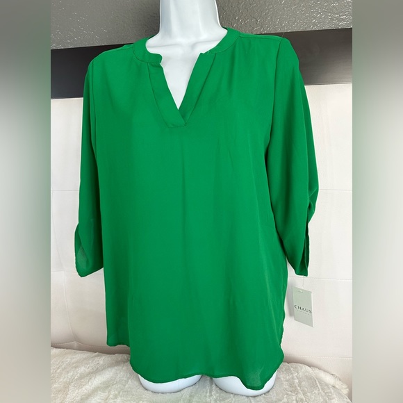 Chaus New York Green 3/4 Sleeve Blouse small - Picture 1 of 8